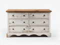 Cassettiera-MDF legno massello-130x45x75 cm-Bianco-Legno naturale-Rustico moderno