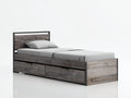 Letto singolo - Legno-Metallo - 205x100x95 cm - Grigio naturale - Industriale