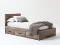 Letto singolo - Legno - 200x100x95 cm - Marrone grigio - Rustico