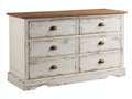 Cassettiera-MDF legno massello-142x42x80 cm-Bianco-Legno naturale-Stile rustico vintage
