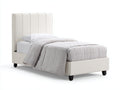 Letto singolo - Ecopelle-Legno-Metallo - 210x100x115 cm - Bianco crema - Moderno