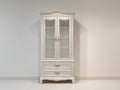 Vetrina - Legno-Vetro-Metallo - 110x45x190 cm - Bianco avorio - Classico elegante