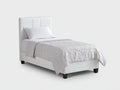 Letto singolo - Ecopelle-Legno-Metallo - 205x100x112 cm - Bianco crema - Moderno