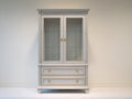 Vetrina - Legno-Vetro-Metallo - 120x45x200 cm - Bianco avorio-Oro - Classico lusso