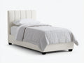 Letto singolo - Ecopelle-Legno-Metallo - 210x100x110 cm - Bianco crema - Moderno