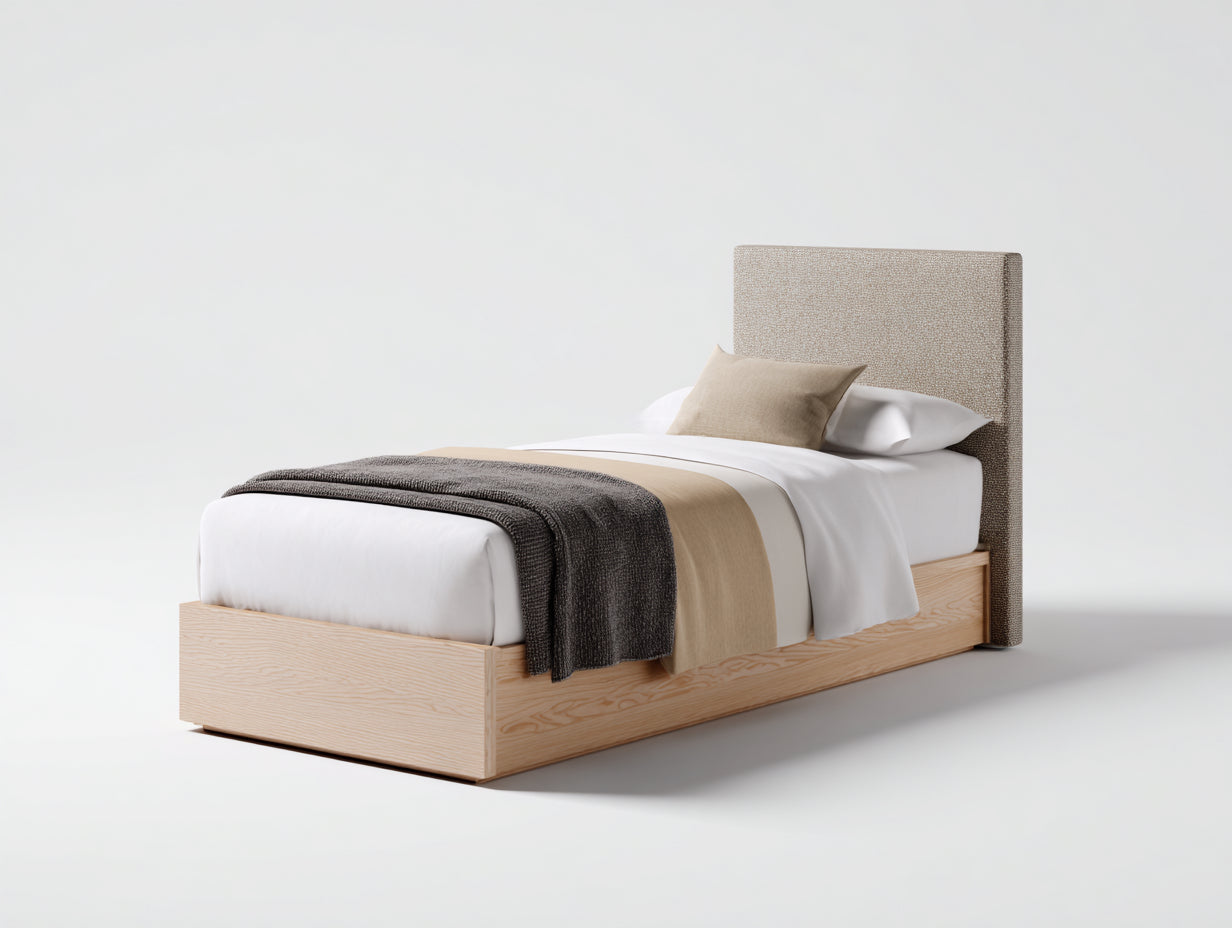 Letto singolo - Legno-Tessuto - 200x95x110 cm - Naturale chiaro - Moderno