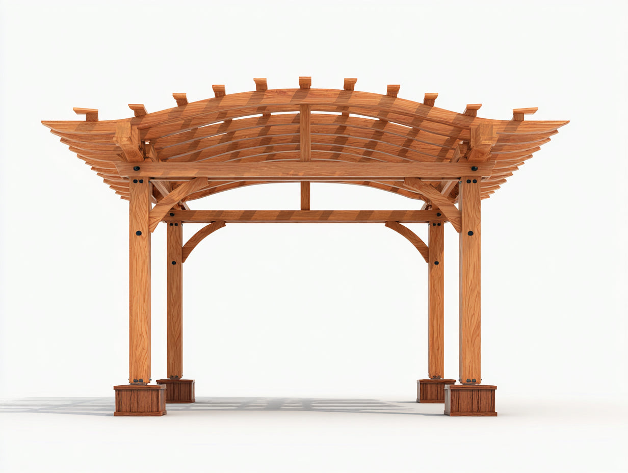 Pergola da giardino - Legno - 410x280x265 cm - Marrone naturale - Stile rustico