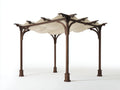 Pergola da giardino - Legno - Tessuto - 380x260x250 cm - Marrone naturale-Crema - Stile moderno