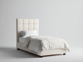 Letto singolo - Tessuto-Legno-Metallo - 200x90x110 cm - Beige chiaro - Moderno