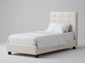 Letto singolo - Tessuto-Legno-Metallo - 205x100x115 cm - Beige chiaro - Moderno