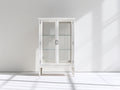 Vetrina - Legno-Vetro-Metallo - 120x45x175 cm - Bianco avorio - Classico elegante
