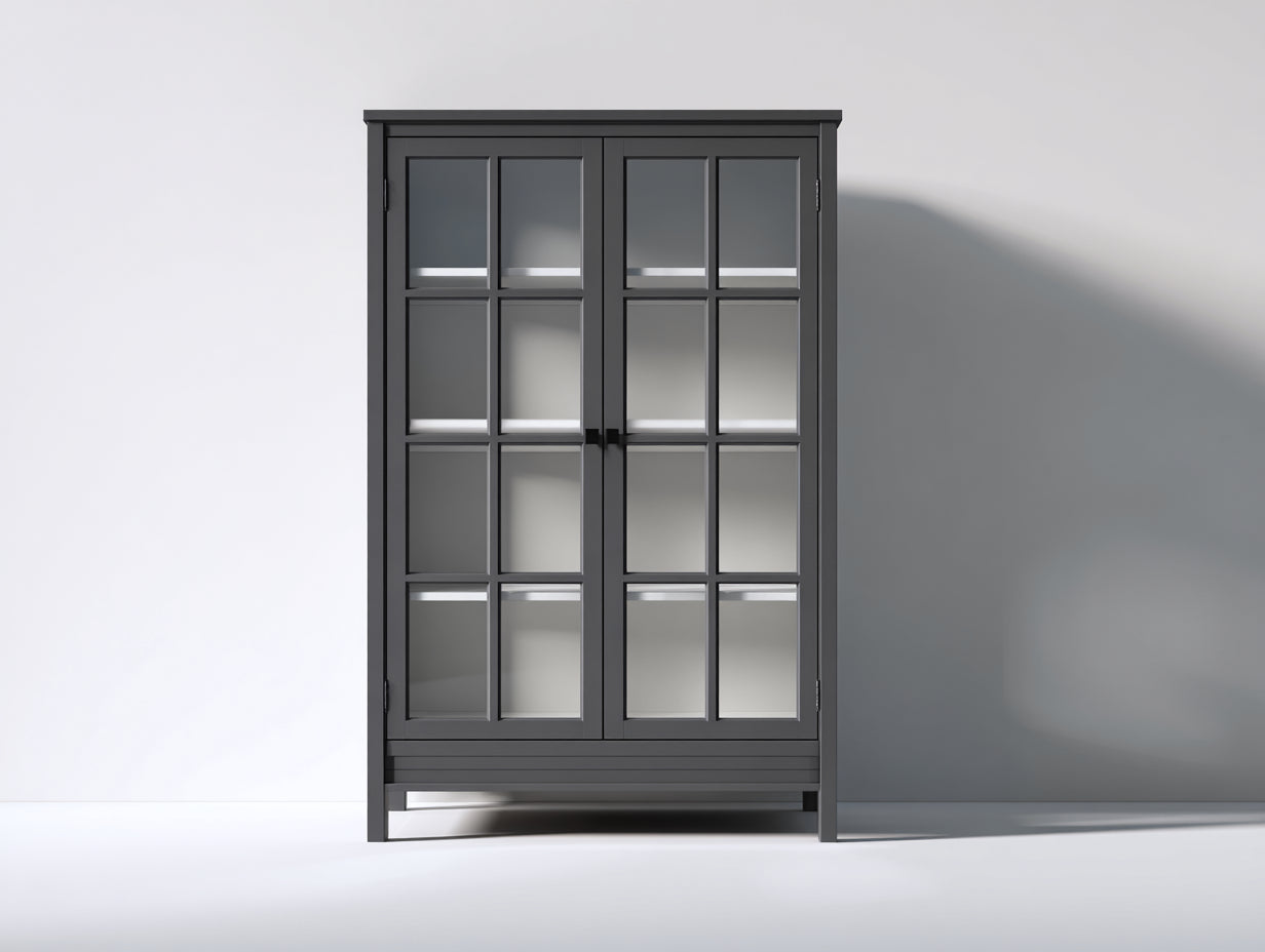 Vetrina-Legno-Vetro-95x38x170cm-Grigio antracite-Moderno