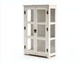 Vetrina - Legno-Vetro-Metallo - 95x38x165 cm - Bianco anticato - Stile rustico classico